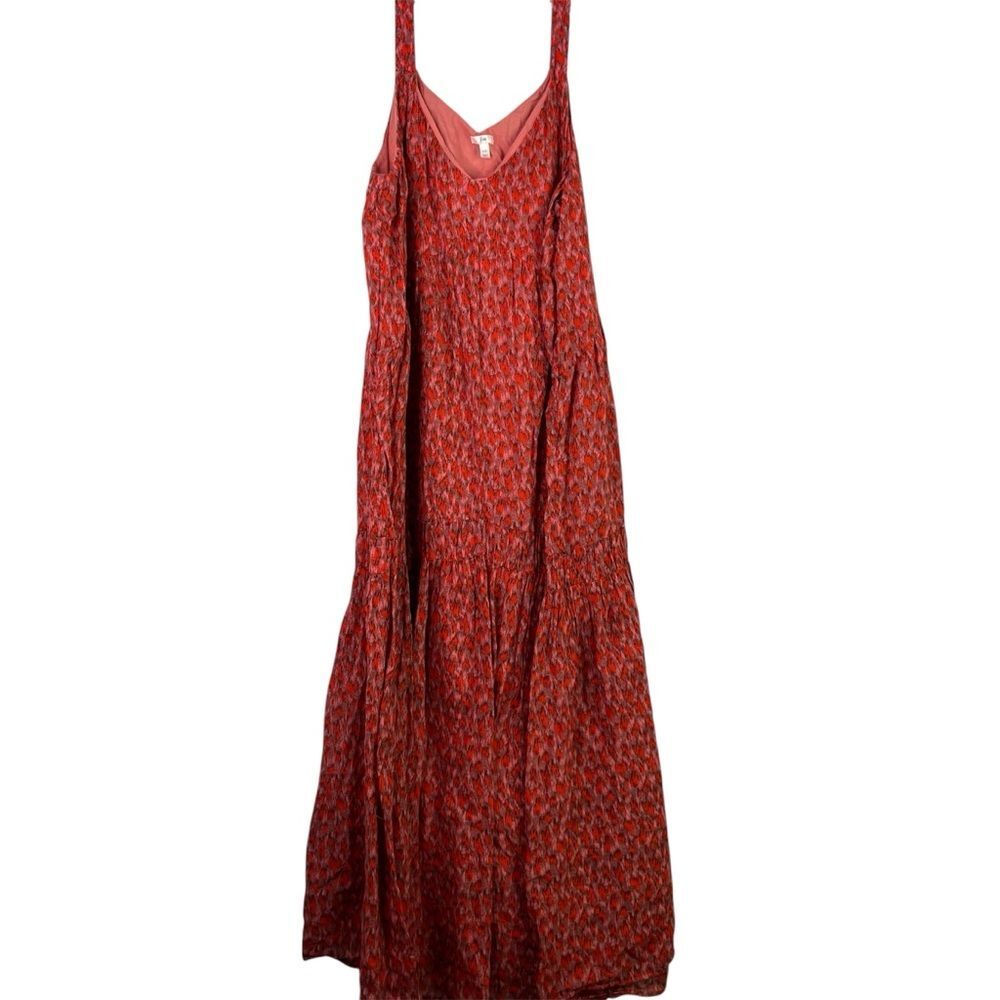 Joie Bondi Dress Women’s L Tea Rose Tiered Cotton Sleeveless Fully Lined Maxi